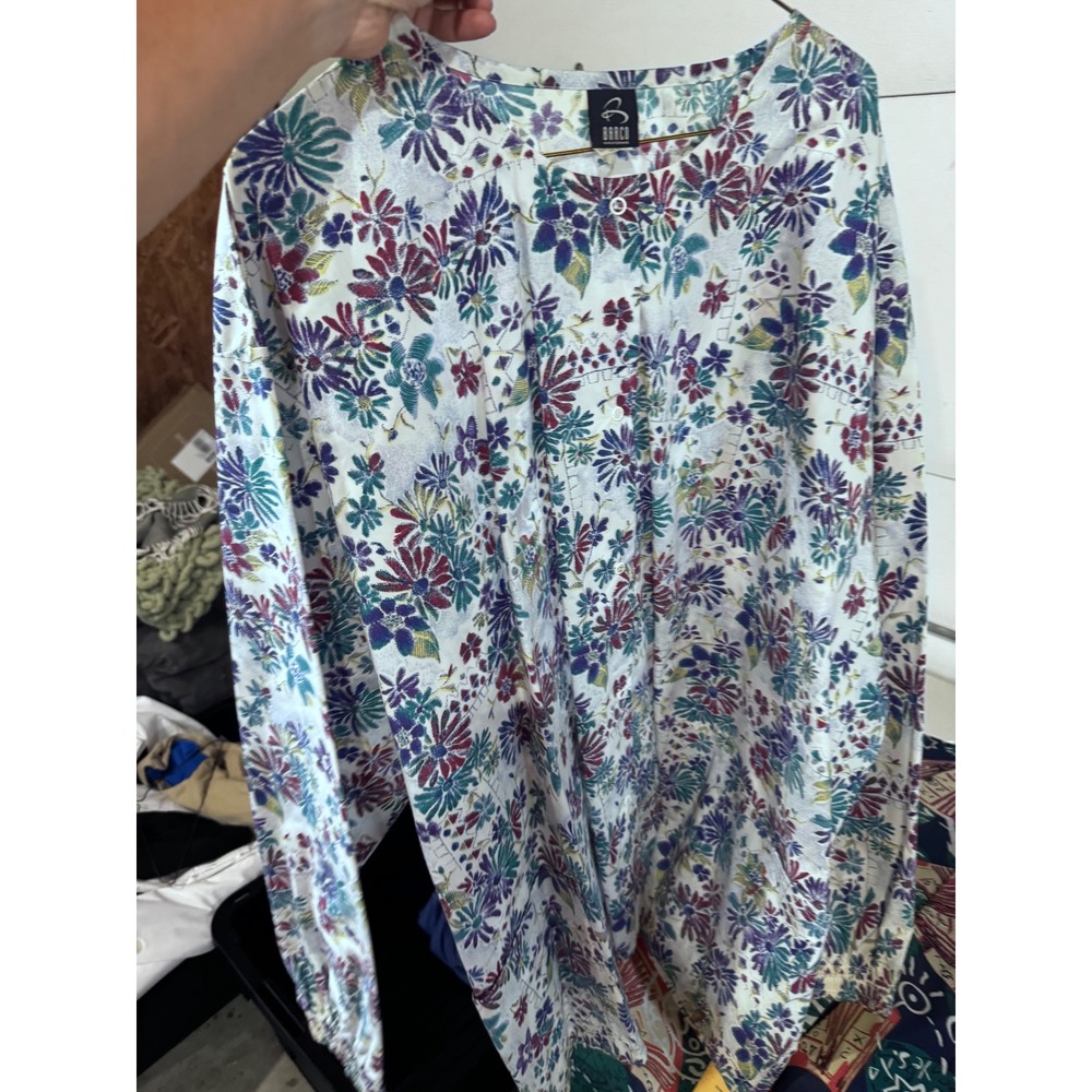 Barco Uniforms Floral Scrub Jacket 4XL Purple Blue White Button Front 54542X USA